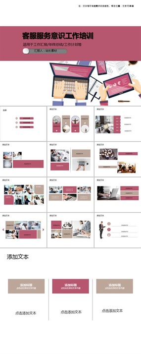 客服服务意识工作培训PPT模板